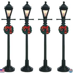 B00447mkai Visit The Lemax Store Gas Lantern Street Lamp Set Of 4 Battery Operated 4.5v Decorative Lights