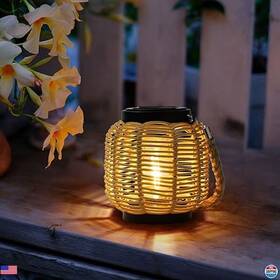 B09v785lk7 Visit The Livinlarge Store Solar Rattan Lantern - Stylish Waterproof Outdoor For Decor