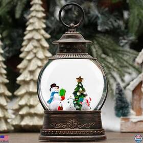 2004066s1 Visit The Nqofadsn Store Christmas Snow Globe Lantern - Musical Light-up Snowman And Tree 6-hour Timer