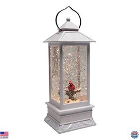 130357 Visit The Roman Store 11 Inch Illuminated Swirl Cardinal White Lantern - Usb/battery Christmas Decor