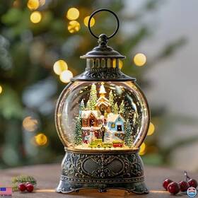 Ault25006-12 Visit The Zqqlite Store Christmas Snow Globe Lantern Musical Train And Snowman Usb Battery Operated