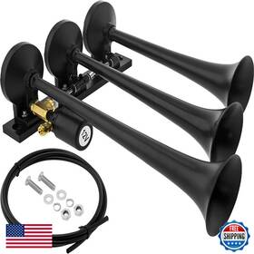 Vixen Horns B01cgukxw6 Train Horn For Truck/car. 3 Air Black Trumpets. Super Loud Db