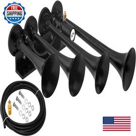 Vixen Horns B07zy76dqf Train Horn For Truck/car. 4 Air Black Trumpets Xlong. Super