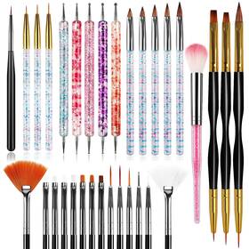 Voiluk B0b2kjvb9s 32pcs Nail Art Brushes Set Acrylic Double-ended Dotting Pen Dusting Gel Polish