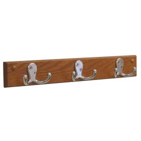 Hsd3nmo Wooden Mallet 3 Double Prong Hook Rail/coat Rack Nickel/medium Oak