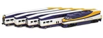 American Z-scale AZL-7007-2 West Coast Express Passenger Set W/F59PHI Locomotive. Fixed Price $295.20.