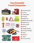 Vevor Car Emergency Kit, 2-IN-1 First Aid With Jumper Cables, Essential Road. Fixed Price $80.95.