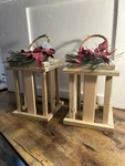 Two Hand Made Cedar Lanterns With Solar Included. Accent Lights. Wooden. Fixed Price $60.00.