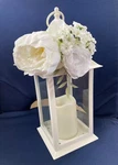 Reduced! - Candle Lantern White W/flowers #99886. Fixed Price $21.99.