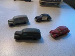 Lot Of 4 Ho Scale Vehicles 2 Panel Vans, Fire Car, Police. Fixed Price $20.00.
