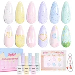 Beetles Summer Gel Polish Set, 6 Pastel Colors Macaron Shimmer Glitter Uv/led. Fixed Price $25.55.