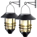 2 Pack Solar Lanterns Outdoor Hanging Lights Garden Glass Metal Waterproof. Fixed Price $50.97.
