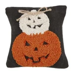 Mud Pie Home Halloween Stacked Jack Lantern Pumpkin 8" Mini Hook Pillow. Fixed Price $19.99.