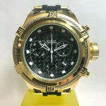 Invicta 22447 52MM Gold/silver Bolt Hybrid Carbon Fiber Dial Black Strap Watch. Fixed Price $249.99.