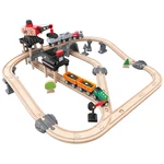Hape Crane And Cargo Train Set Wooden Railway Toy Magnetic Button. Fixed Price $102.34.