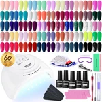 Jodsone Gel Nail Polish Kit 60 Pcs With U V Light Soak Off Base Top Coat 55. Fixed Price $23.98.