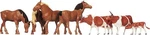 Faller 154002 Scale 4-BROWN Cows & Horses Figures (set Of 8). Fixed Price $11.99.