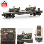 Gauge Two Us Military Army Cargo Jeeps Train Cars Camo Long Flatcar. Fixed Price $59.96.