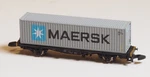 Marklin Z-scale Metal Flat Car With Maersk Container By Freudenreich. Fixed Price $62.00.
