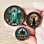 Miniature Halloween Witch Plates Set Ceramic 12 Scale Dollhouse Decor. Fixed Price $20.99.