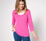 #CA2701 Isaac Mizrahi Live! Essentials Micro Pima Layered Top Size 1X. Fixed Price $20.00.