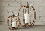 Mud Pie Brown Beaded Autumn Pumpkin Large Lantern Candle Holder. Fixed Price $34.99.