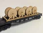 Customizable Scale Cable Reel Freight Flat Train Car Load Wood Kit Wire Spools. Fixed Price $19.99.