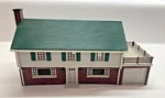 Vintage Scale Built Two Story Green White Brown Plastic House Train Display. Fixed Price $14.99.