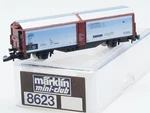 8623 Z-scale Marklin Mini-club Db Silver Red-brown Sliding Wall Wagon. Fixed Price $22.49.