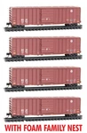 Micro-trains Mtl N-scale Bnsf 50 Single Door Rib Side Box Cars Runner 4-PACK. Fixed Price $110.39.