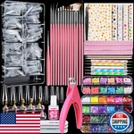 Teenitor Acrylic Press On Nail Kit: Coffin Tips, Glue, Glitter, Brushes & Tools. Fixed Price $37.19.