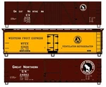 Accurail 8110 Ho Great Northern 40' Wood Boxcar And Reefer (set Of 3). Fixed Price $52.10.