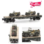 Gauge Us Military Flatcar Army Cargo With 2 Jeeps, Train Cars Camo Long. Fixed Price $59.98.