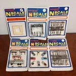 Scale Bachmann Accessory Sets, Trucks Cars Fence Poles Signals. Fixed Price $36.00.