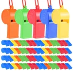72PCS Plastic Whistles, Bulk Training Sports With Lanyard. Fixed Price $14.47.
