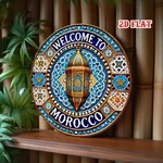 Brand Moroccan Round Lantern Welcome Tin Metal Signs Home Cor 8X8. Fixed Price $9.99.