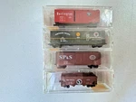 Micro-trains #22102 Scale Fallen Flags Bn MERGER-4 Pack-cb&q/np/sp&s/gn-sealed. Fixed Price $44.99.