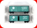 Scale ***potomac & Western*** 2 Box Car Set #1983, 1993 - Micro Trains Special. Fixed Price $29.95.