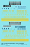 K4 Ho Scale Decals Chesapeake And Ohio Diesel Locomotive Yellow Full Name C&o. Fixed Price $8.15.