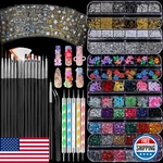 Fandamei Nail Art Kit: 15 Brushes, Dotting, 3D Charms, Rhinestones, Stickers. Fixed Price $18.36.