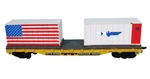 Ho Scale Flat Car With Patriotic American Containers Load. Fixed Price $10.79.