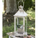 Emerson Metal & Glass Lantern For Candles Plants - Rustic Distressed White. Fixed Price $92.99.