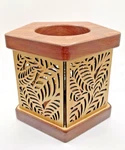 Wooden Carved Accent Lantern-walnut-hand Crafted Home COR-5" Tall-tea Light. Fixed Price $39.50.