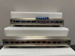 Nickel Plate Brass Ho Scale California Zephyr Dome-coach / Full Roomette Set. Fixed Price $124.95.