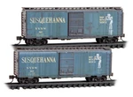 Micro Trains 98305107 New York Susquehanna & Western 40' Boxcars 2PK Weathered. Fixed Price $62.95.