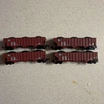 Full Throttle Z Scale Atsf 100 Ton Hoppers 4 Car Set With Real Coal Loads. Fixed Price $200.00.