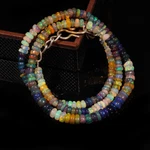 Natural Ethiopian Opal Multi Fire Necklace Rondelle 3X1.4X2 Mm 22 Cts 16 " Z-106. Fixed Price $40.49.