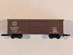 Atsf 40' Wooden Boxcar, Z Scale, Marklin Couplers, Steel Wheels, Santa Fe Red. Fixed Price $18.99.