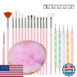 Homtop 22-PIECE Nail Art Tool Set: Brushes, Dotting Pens, Resin Palette. Fixed Price $18.36.