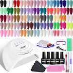 Jodsone Gel Nail Polish Kit 60 Pcs With U V Light Soak Off Base Top Coat 55 Shin. Fixed Price $34.05.